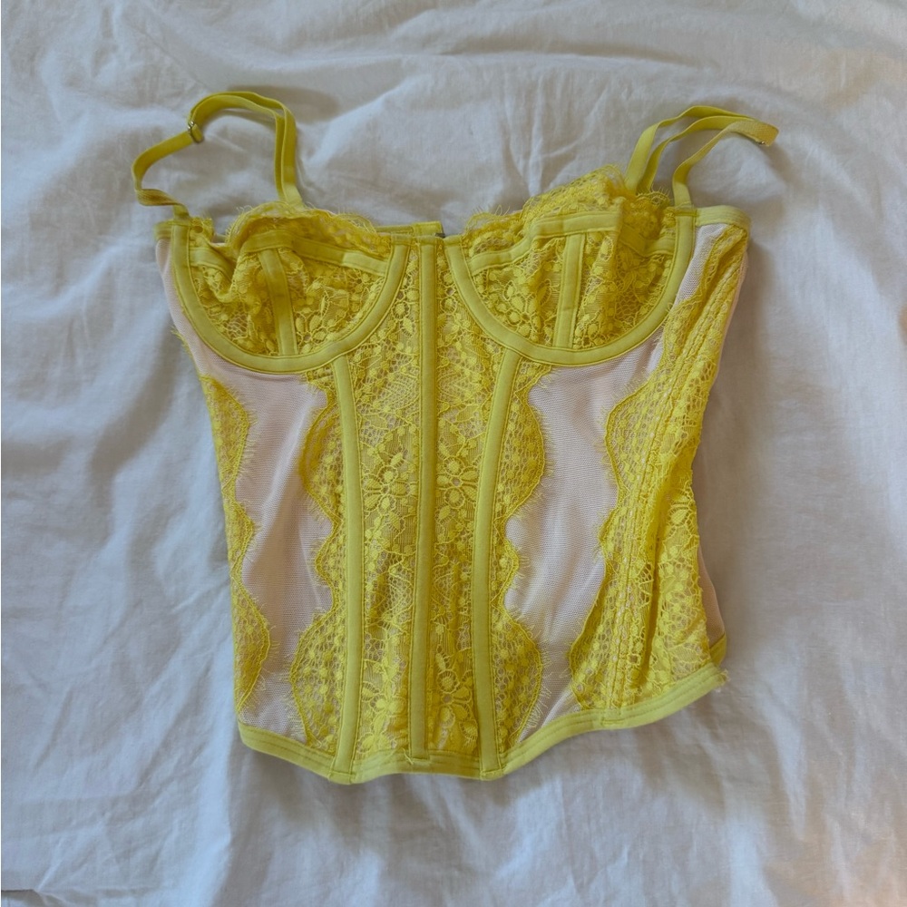 Urban Outfitters Yellow and Pink Corset